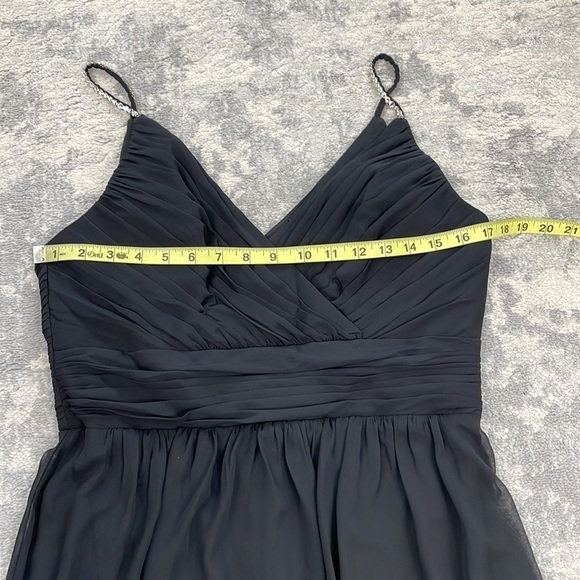 NWT Jenny Packham Chiffon Rhinestone Strap Short Bridesmaid Dress Black JP1024 - Picture 7 of 12